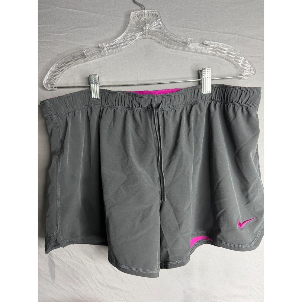 Nike Dri-FIT Running Shorts Gray Pink Swoosh XL Athletic Gym Training